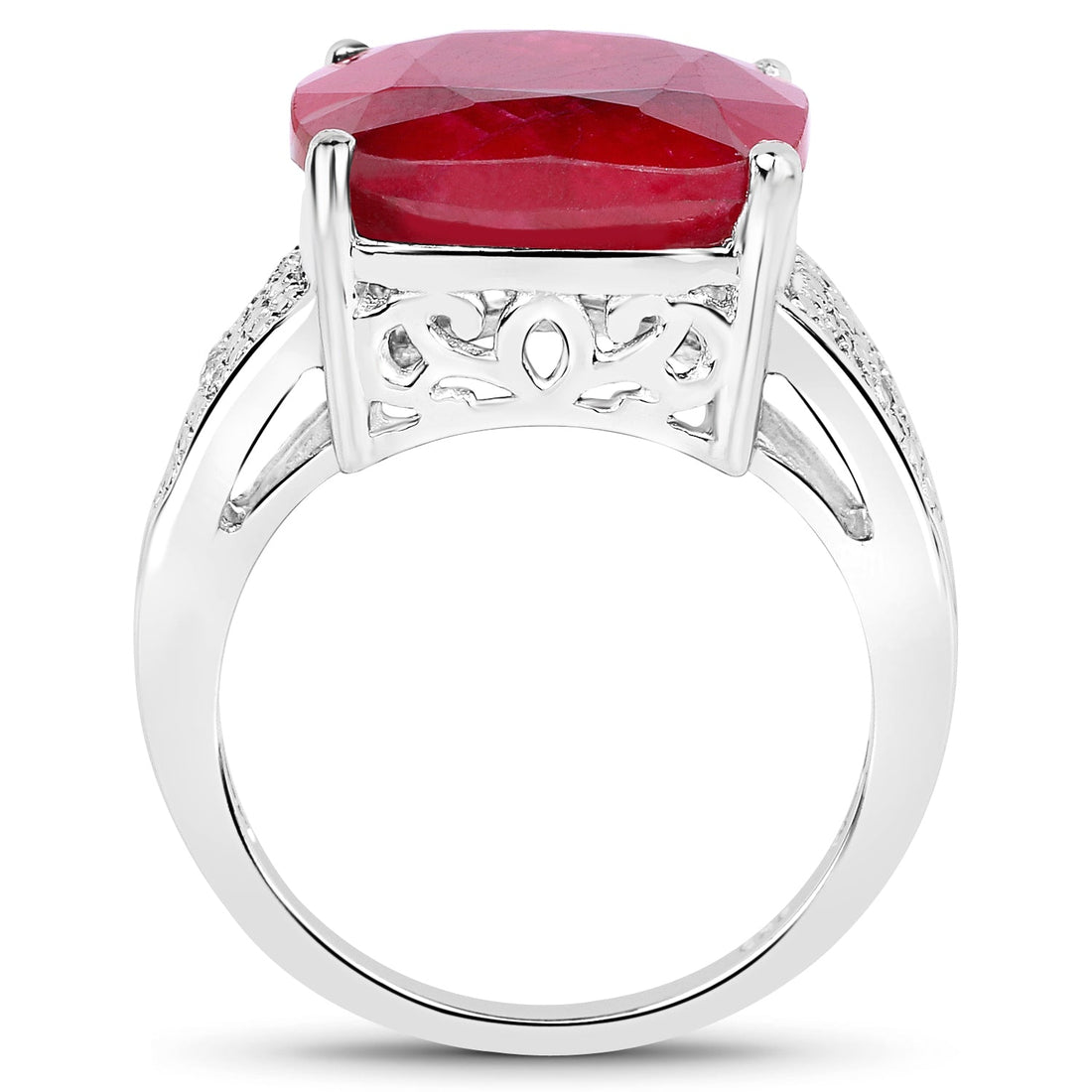 14.47 Carat Dyed Ruby and White Topaz .925 Sterling Silver Ring by Bids.com