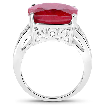 14.47 Carat Dyed Ruby and White Topaz .925 Sterling Silver Ring by Bids.com
