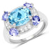 4.13 Carat Genuine Swiss Blue Topaz, Tanzanite & White Topaz .925 Sterling Silver Ring by Bids.com