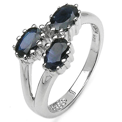 1.44 Carat Genuine Blue Sapphire .925 Sterling Silver Ring  DestGlow