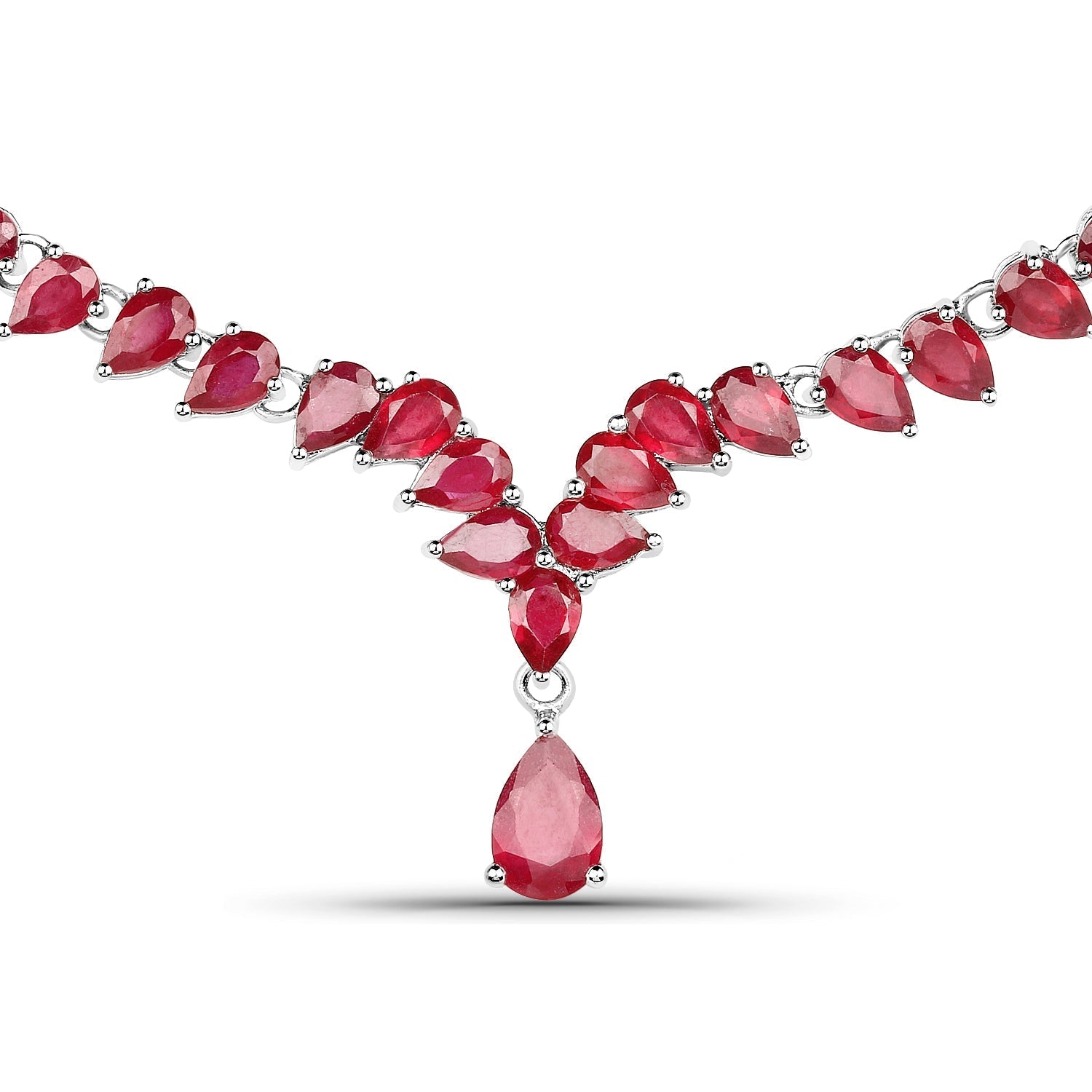41.63 Carat Genuine Glass Filled Ruby .925 Sterling Silver Necklace  DestGlow
