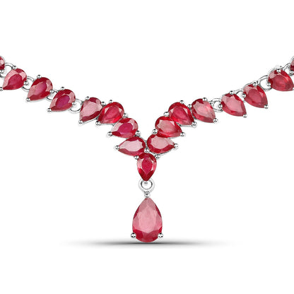 41.63 Carat Genuine Glass Filled Ruby .925 Sterling Silver Necklace  DestGlow