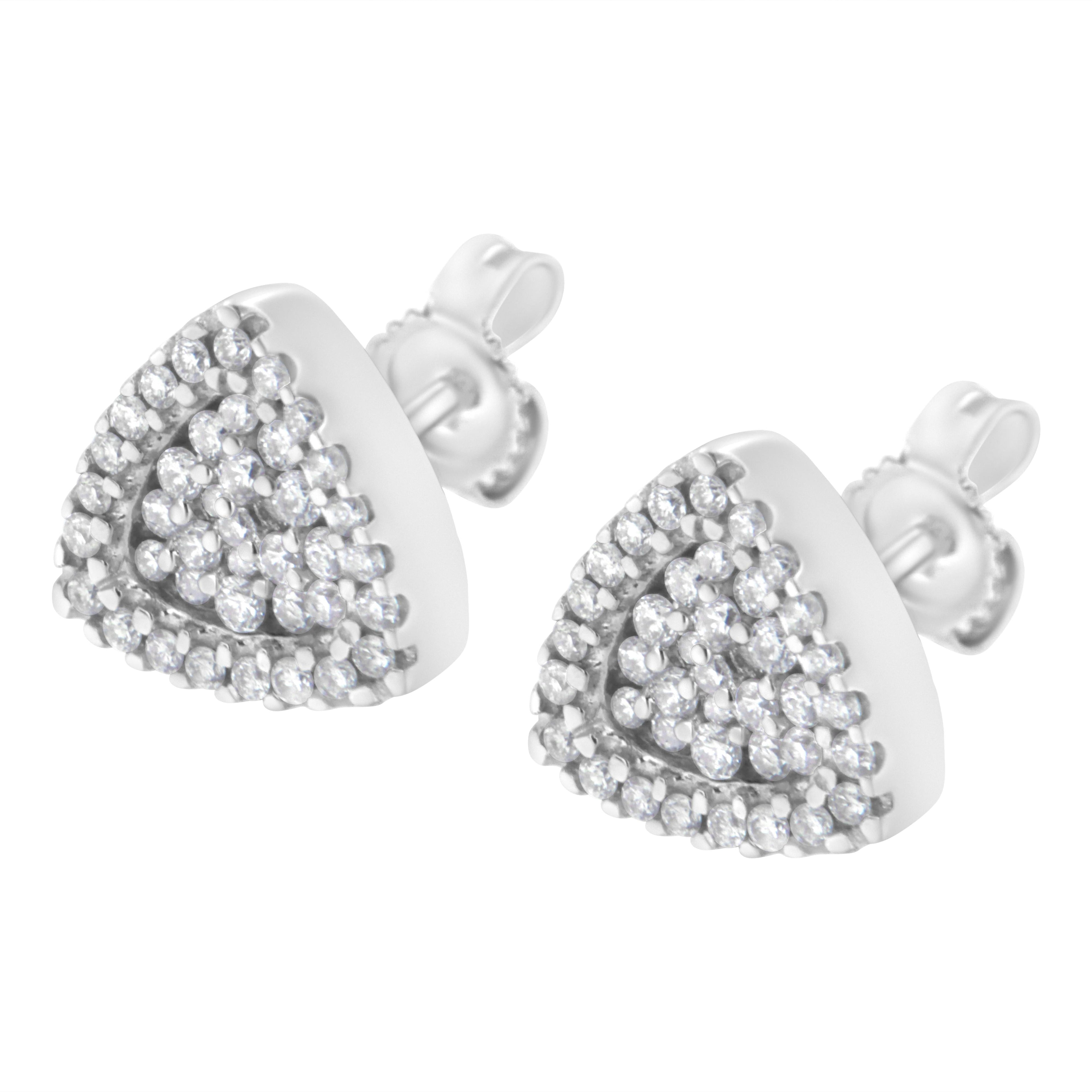 14K White Gold 1/2 cttw Trillion Shaped Diamond Stud Earrings (H-I Clarity, SI2-I1 Color) by Bids.com