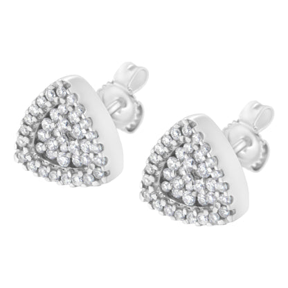 14K White Gold 1/2 cttw Trillion Shaped Diamond Stud Earrings (H-I Clarity, SI2-I1 Color) by Bids.com