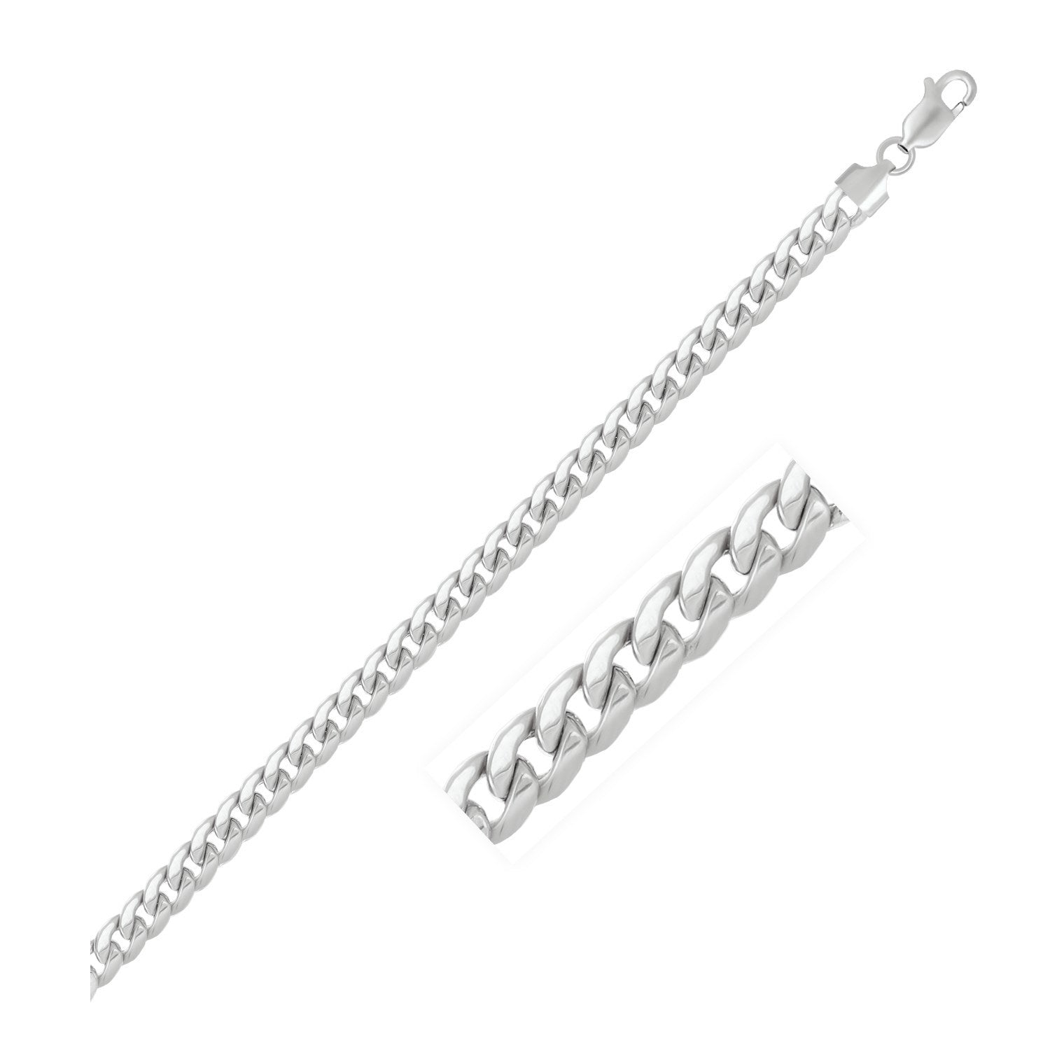 5.5mm 14k White Gold Miami Cuban Semi Solid Bracelet  DestGlow