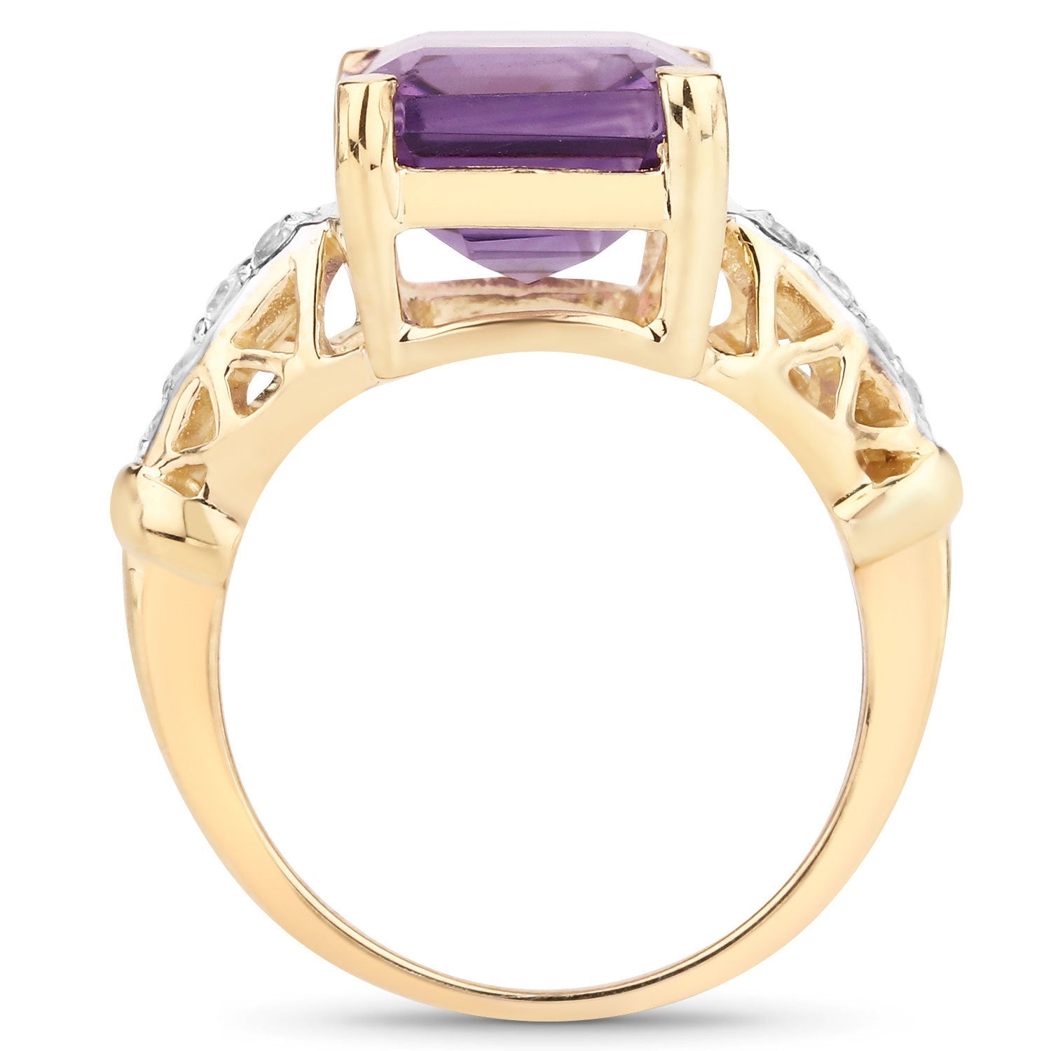 4.83 Carat Genuine Amethyst and White Topaz .925 Sterling Silver Ring by Bids.com