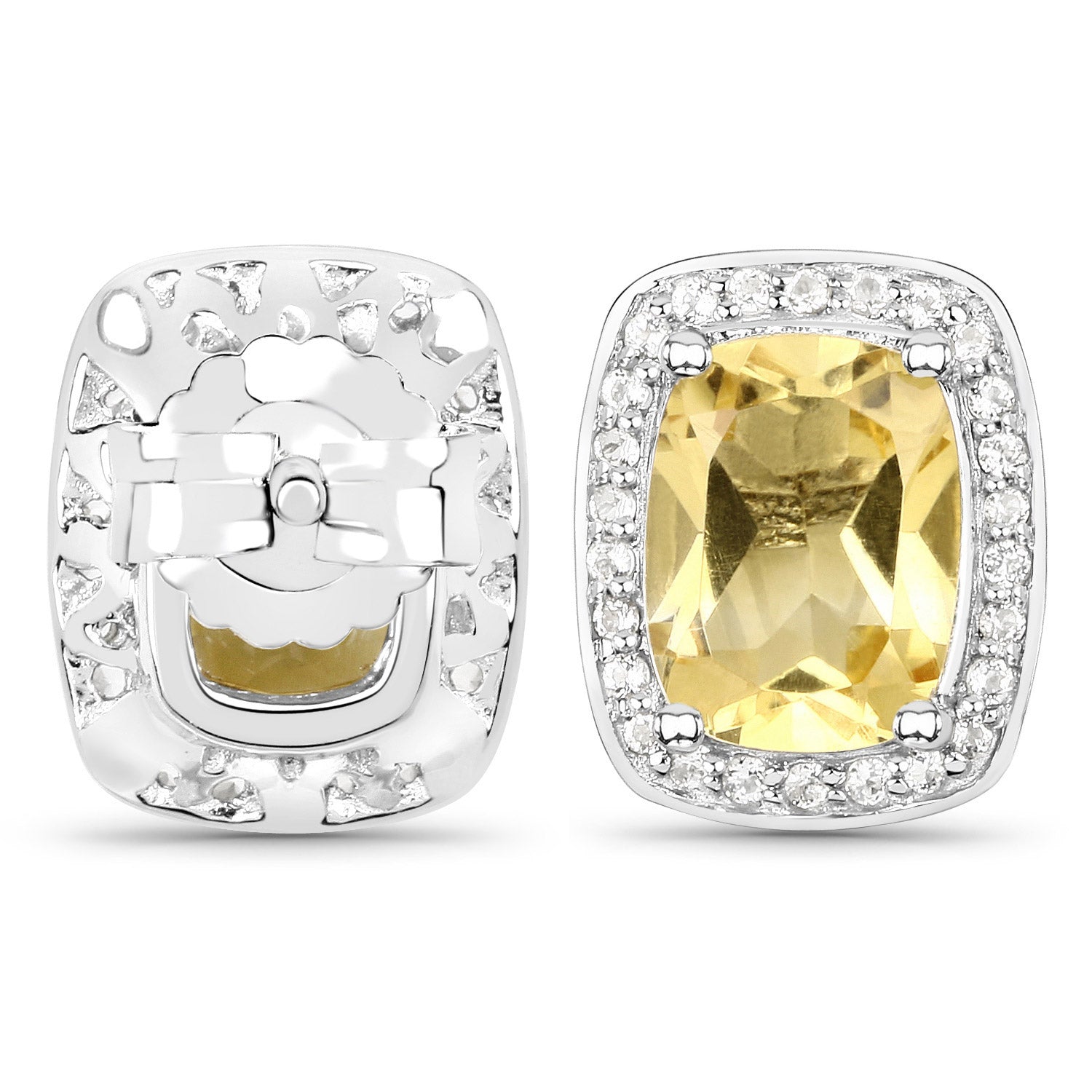 2.81 Carat Genuine Citrine and White Topaz .925 Sterling Silver Earrings by Bids.com