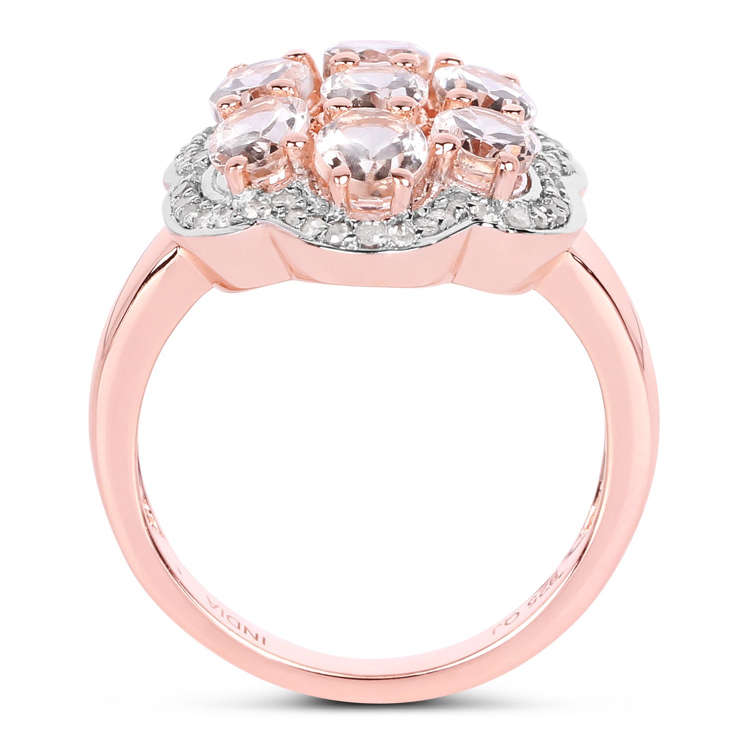 3.06 Carat Genuine Morganite and White Diamond .925 Sterling Silver Ring by Bids.com