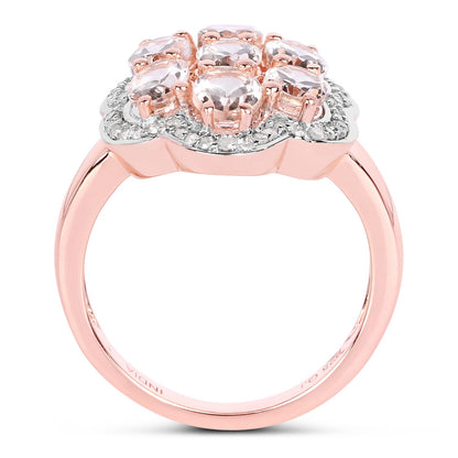 3.06 Carat Genuine Morganite and White Diamond .925 Sterling Silver Ring by Bids.com