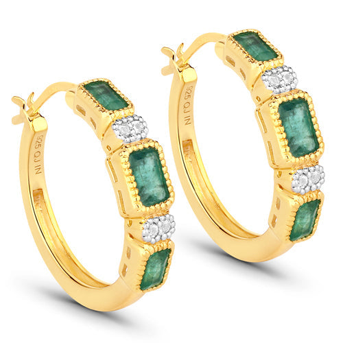 2.40 Carat Genuine Zambian Emerald and White Topaz .925 Sterling Silver Earrings by Bids.com