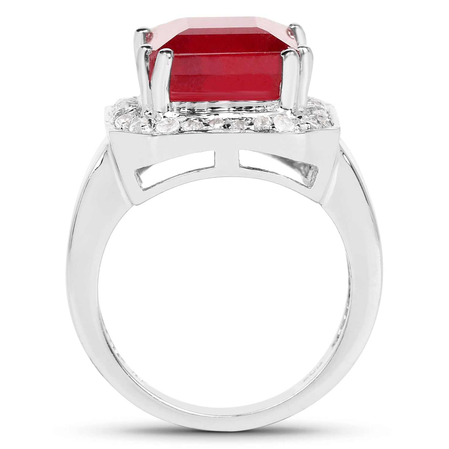 6.36 Carat Glass Filled Ruby and White Topaz .925 Sterling Silver Ring by Bids.com
