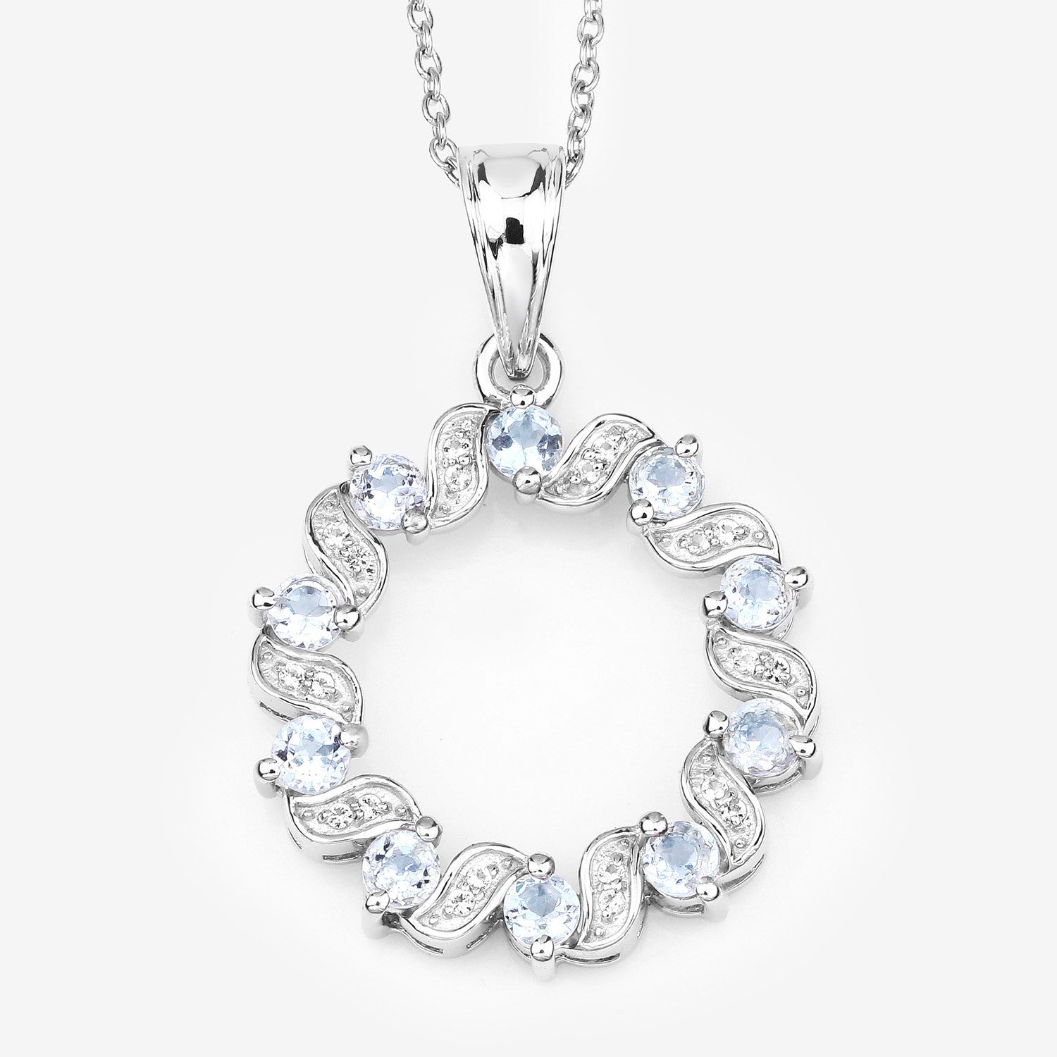 1.10 Carat Genuine Aquamarine and White Topaz .925 Sterling Silver Pendant by Bids.com
