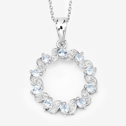 1.10 Carat Genuine Aquamarine and White Topaz .925 Sterling Silver Pendant by Bids.com