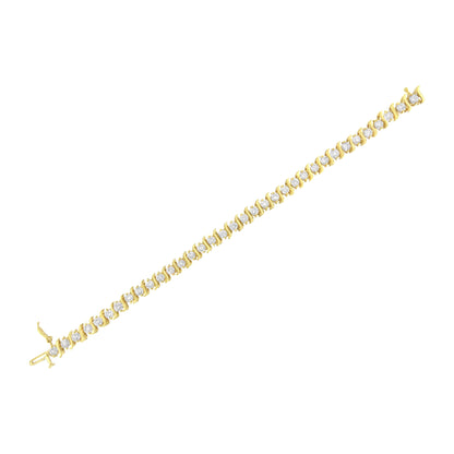10K Yellow Gold Plated .925 Sterling Silver 7.0 cttw 2-Prong Set Round Brilliant Cut Diamond "S" Link Bracelet (J-K color, I1-I2 clarity) - 7" by Bids.com
