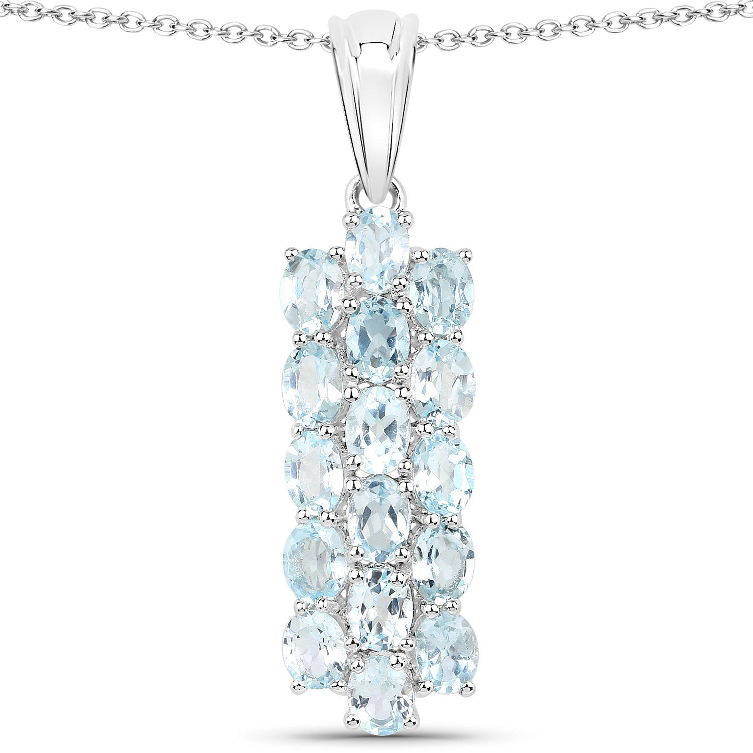 9.88 Carat Genuine Blue Topaz .925 Sterling Silver 3 Piece Jewelry Set (Ring, Earrings, and Pendant w/ Chain) by Bids.com