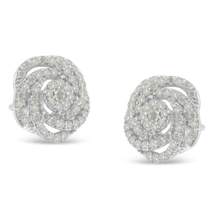 10k White Gold Rose-Cut Diamond Floral Cluster Earrings (1 cttw, I-J Color, I2-I3 Clarity) by Bids.com