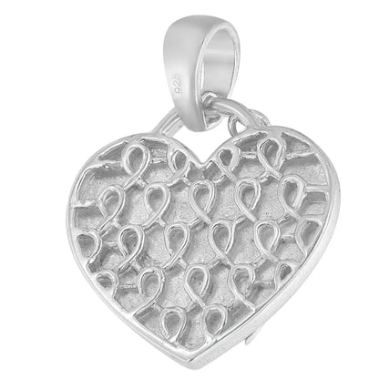 .925 Sterling Silver 1/10 cttw Diamond Heart Pendant Necklace (H-I, I1-I2) by Bids.com