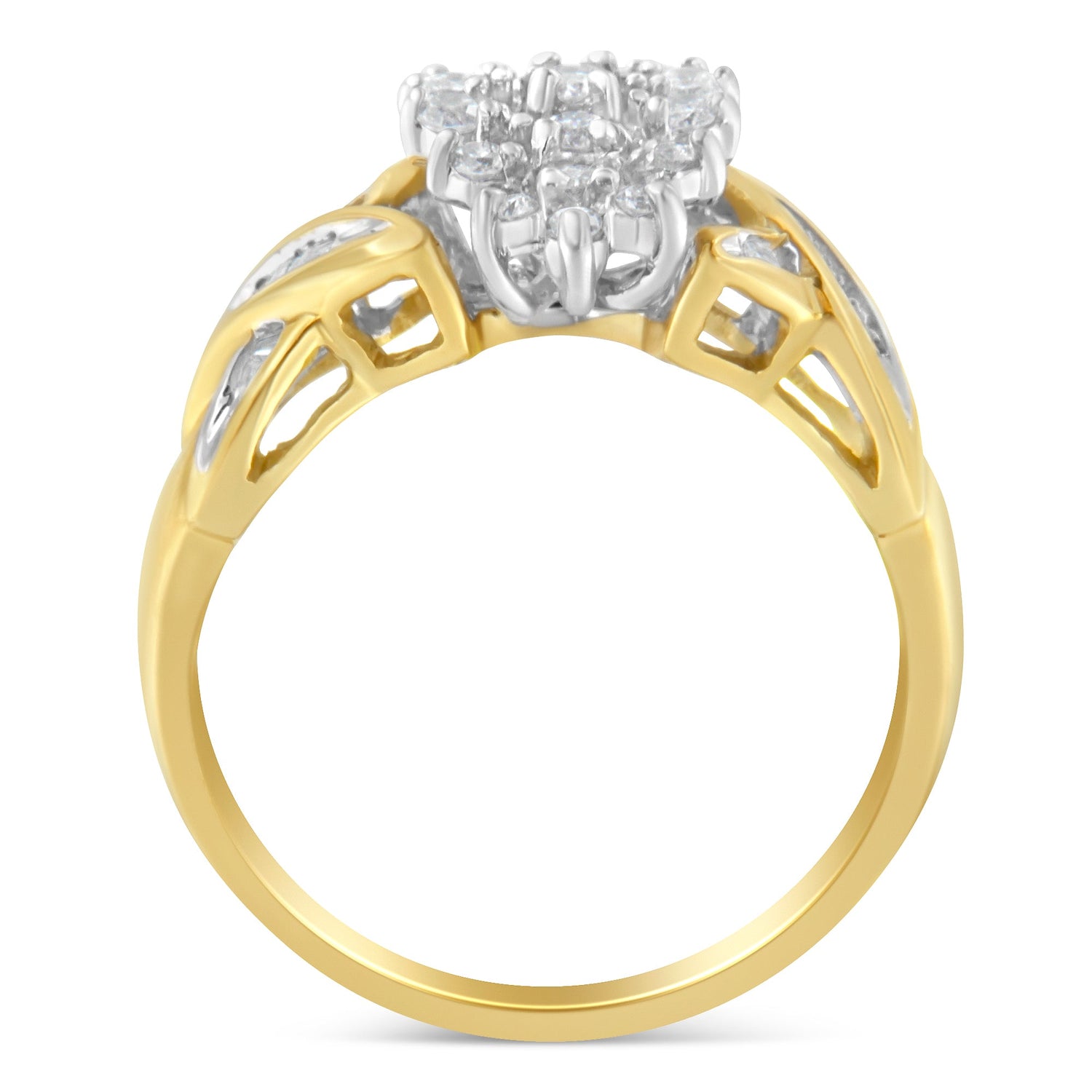 10K Yellow Gold Round And Baguette-Cut Diamond Ring (1/2 Cttw, H-I Color, I1-I2 Clarity) - Size 6 by Bids.com