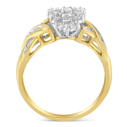 10K Yellow Gold Round And Baguette-Cut Diamond Ring (1/2 Cttw, H-I Color, I1-I2 Clarity) - Size 6 by Bids.com