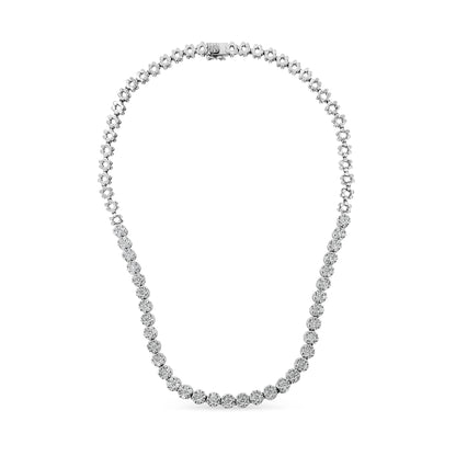 IGI Certified 14K White Gold 8.0 Cttw Pave Set Round-Cut Diamond Cluster Graduating Riviera Statement Necklace (H-I Color, I1 Clarity) by Bids.com