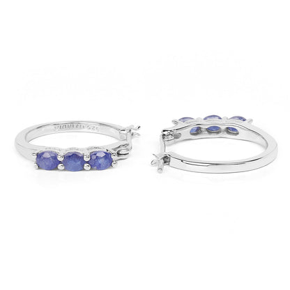 1.32 Carat Genuine Blue Sapphire .925 Sterling Silver Earrings  DestGlow