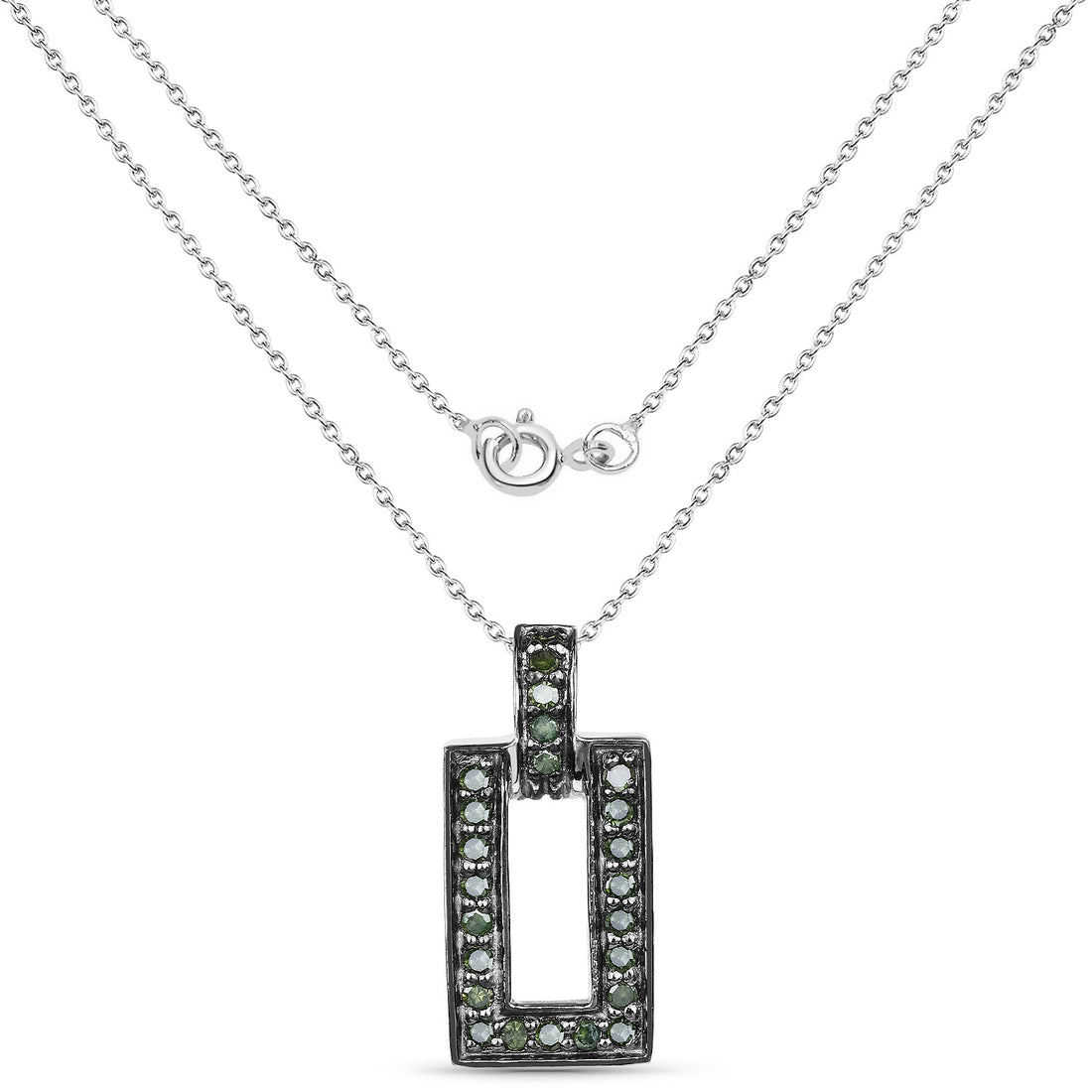 0.36 Carat Genuine Green Diamond .925 Sterling Silver Pendant by Bids.com