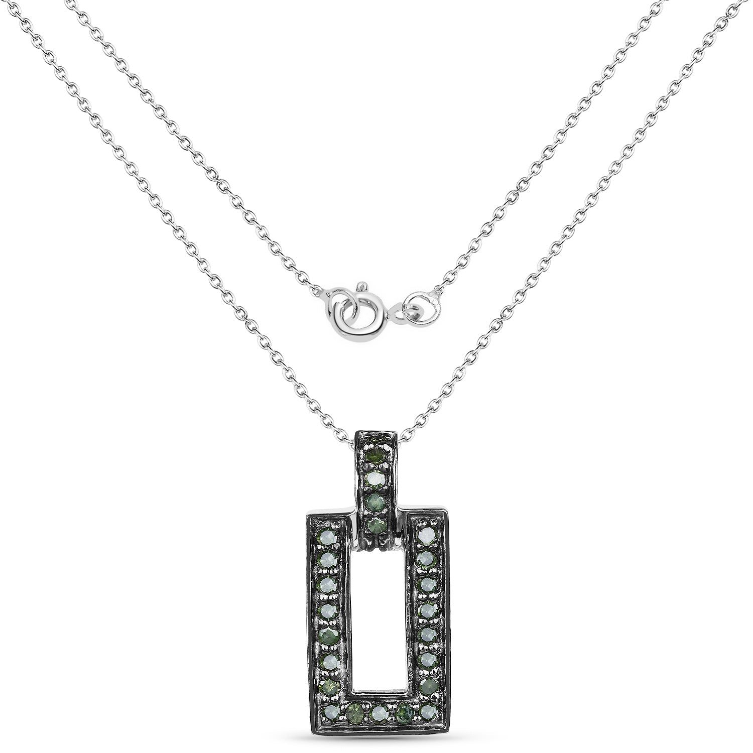 0.36 Carat Genuine Green Diamond .925 Sterling Silver Pendant by Bids.com
