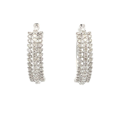 Natural 1.02ct Diamond Hoop Earrings 10KT White Gold by Bids.com