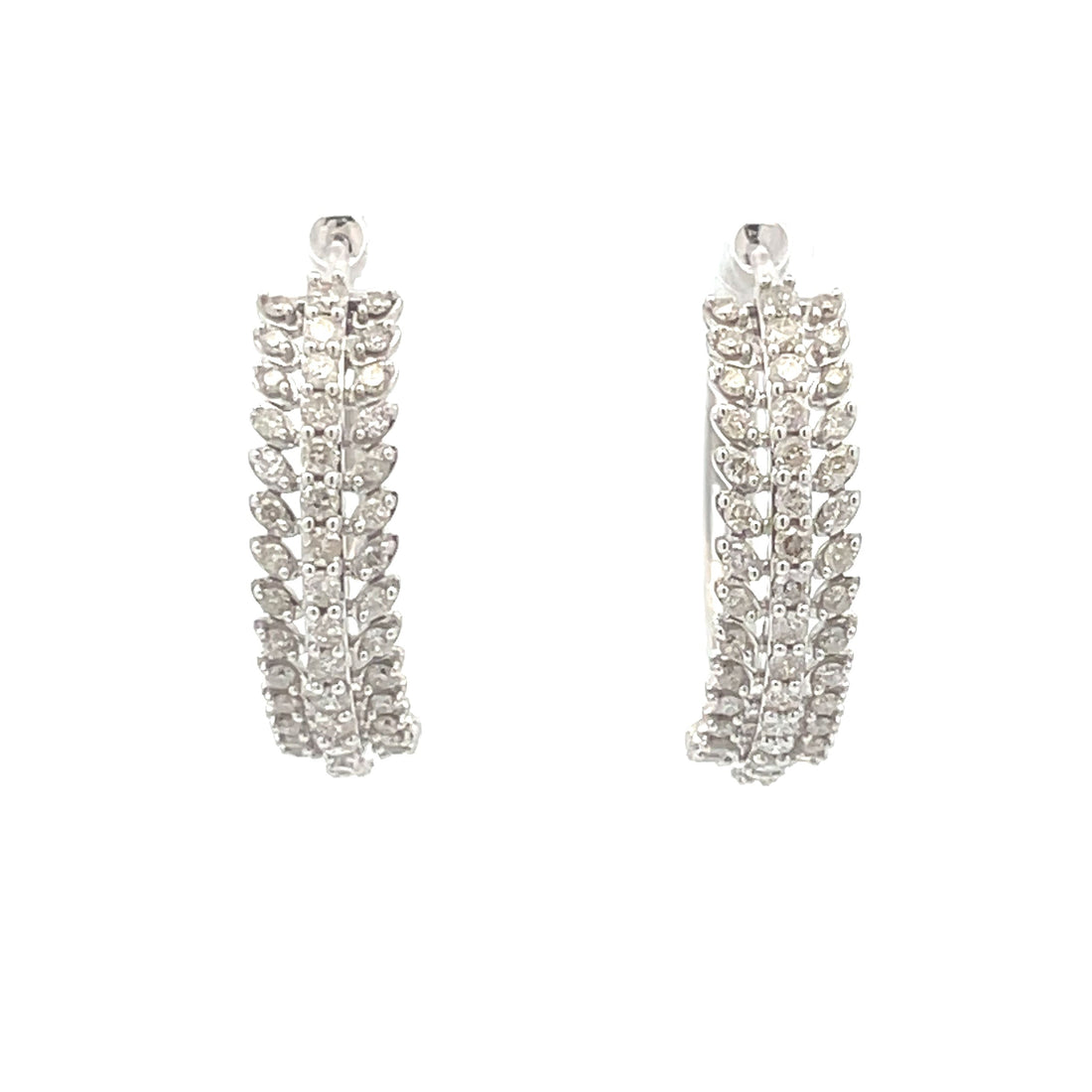 Natural 1.02ct Diamond Hoop Earrings 10KT White Gold by Bids.com
