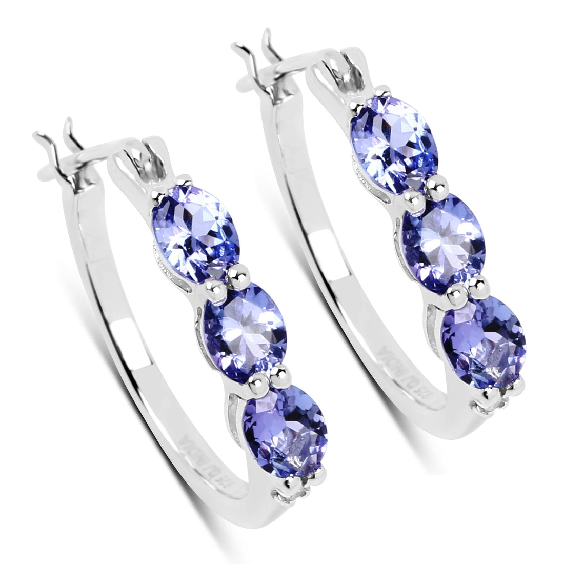 1.99 Carat Genuine Tanzanite and White Diamond .925 Sterling Silver Earrings by Bids.com