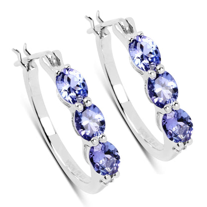 1.99 Carat Genuine Tanzanite and White Diamond .925 Sterling Silver Earrings by Bids.com