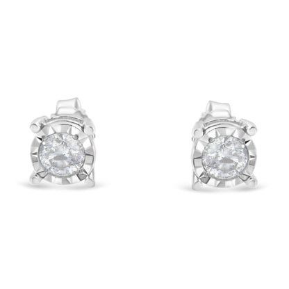 .925 Sterling Silver 1/2 Cttw Near Colorless Round Brilliant-Cut Diamond Miracle-Set Stud Earrings (H-I Color, I2-I3 Clarity) by Bids.com