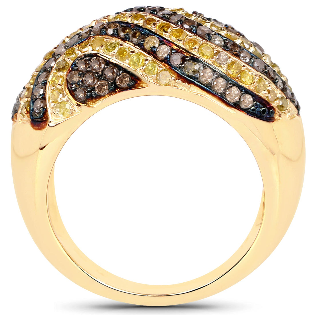 14K Yellow Gold Plated 1.19 Carat Genuine Champagne Diamond and Yellow Diamond .925 Sterling Silver Ring by Bids.com
