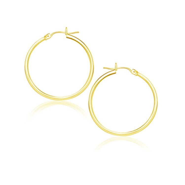 10k Yellow Gold Polished Hoop Earrings (25 mm)  DestGlow