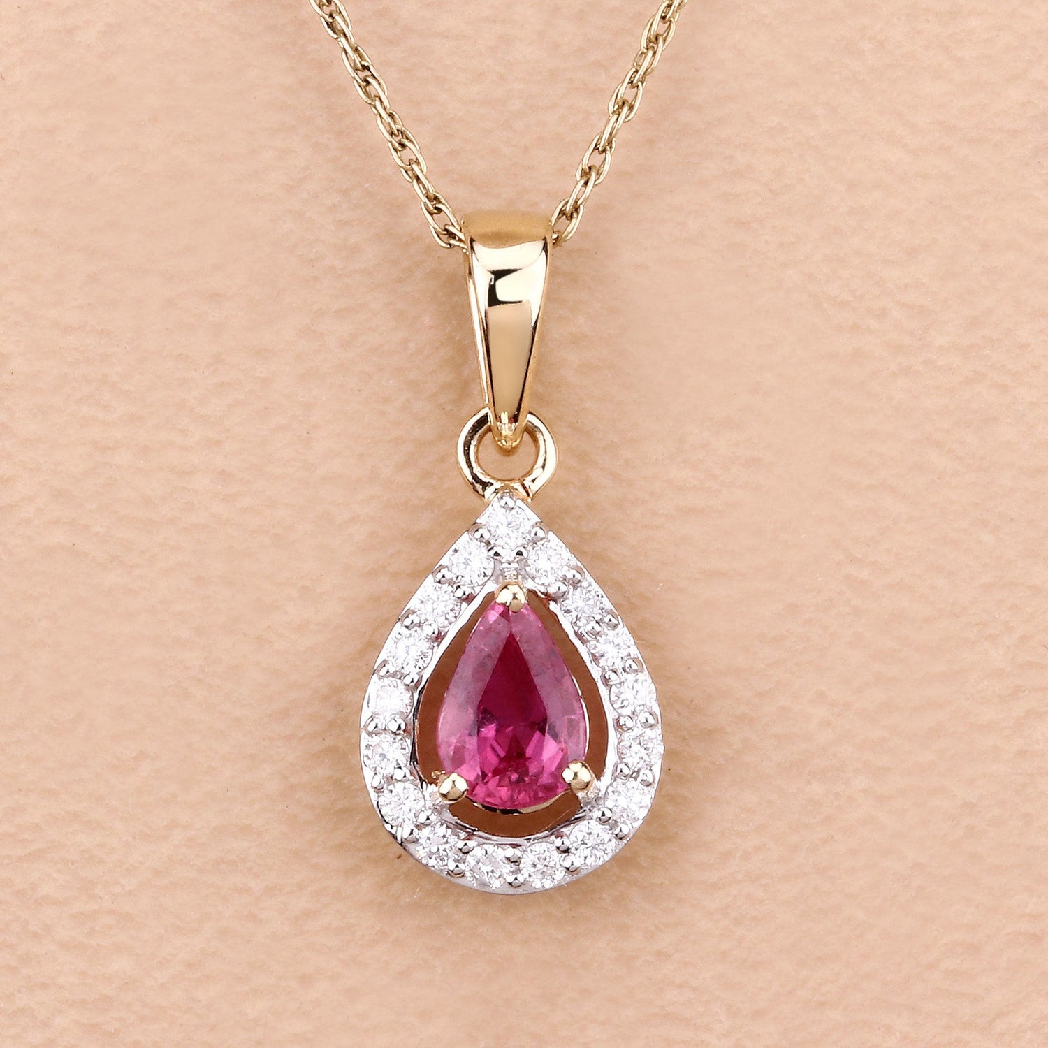 1.03 Carat Genuine Ruby and White Diamond 14K Yellow Gold Pendant by Bids.com