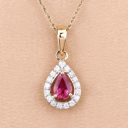 1.03 Carat Genuine Ruby and White Diamond 14K Yellow Gold Pendant by Bids.com