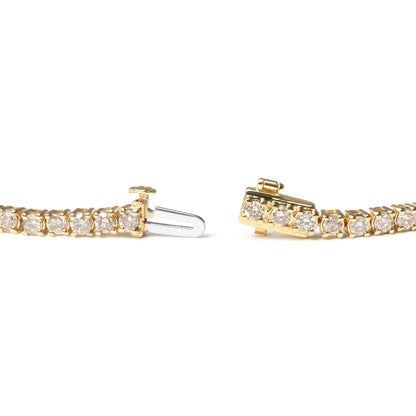 14K Yellow Gold 6.0 Cttw Classic 4 Prong Set Round Brilliant Cut Diamond Tennis Bracelet (K-L Color, VS2-SI1 Clarity) - 7.25" by Bids.com