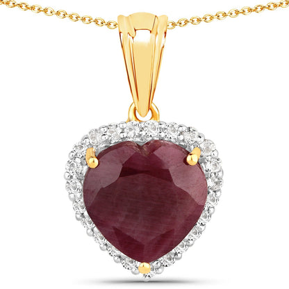 7.11 Carat Ruby and White Topaz .925 Sterling Silver Pendant  DestGlow