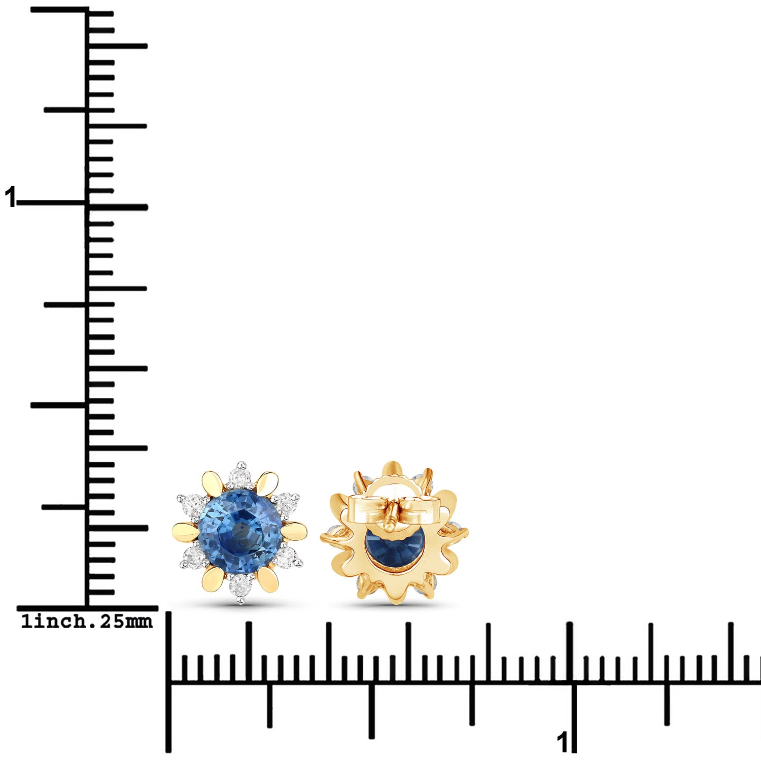 1.87 Carat Genuine Blue Sapphire and White Diamond 14K Yellow Gold Earrings by Bids.com