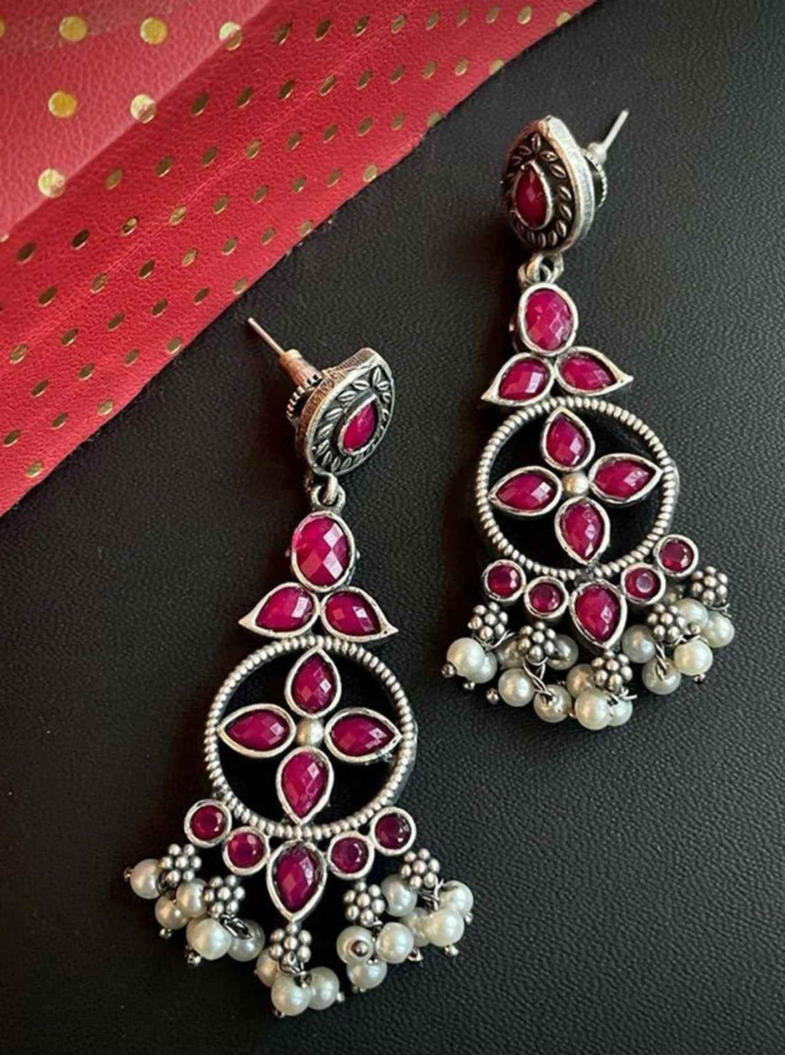 Joban Fashion Oxidized Ethnic Ladies Shape Monalisa Stone Earring