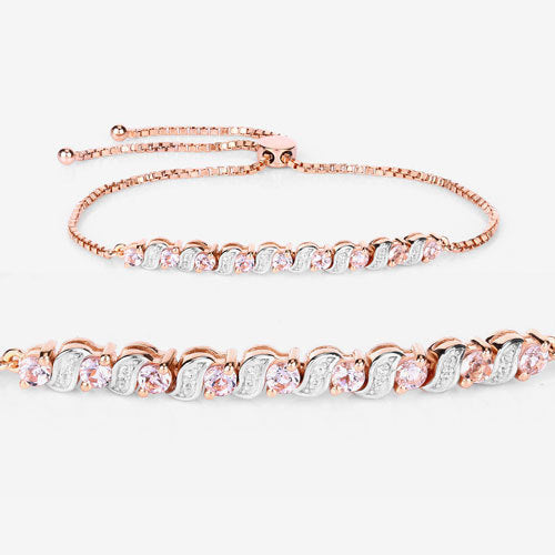 0.89 Carat Genuine Morganite and White Topaz .925 Sterling Silver Bracelet by Bids.com