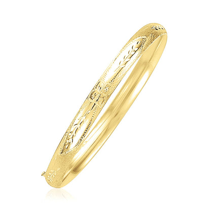 14k Yellow Gold Dome Florentine Design Bangle by Bids.com