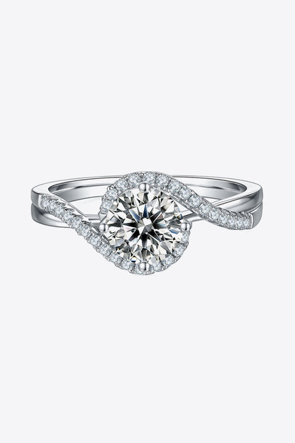 1 Carat Brilliant Round Cut Sparkala™ Crisscross 925 sterling silver Ring - DestGlow