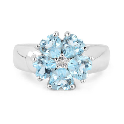 2.58 Carat Genuine Blue Topaz and White Topaz .925 Sterling Silver Ring by Bids.com