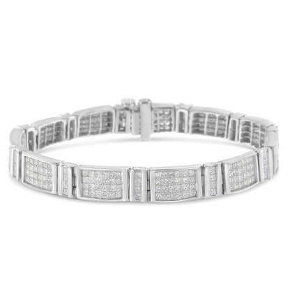 14K White Gold 7.0 Cttw Princess Cut Diamond 7" Alternating Vertical and Horizontal Rectangular Link Tennis Bracelet (H-I Color, SI2-I1 Clarity) by Bids.com