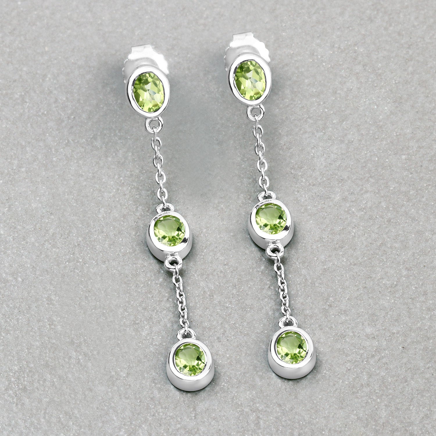 2.10 Carat Genuine Peridot .925 Sterling Silver Earrings by Bids.com