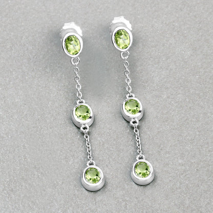 2.10 Carat Genuine Peridot .925 Sterling Silver Earrings by Bids.com