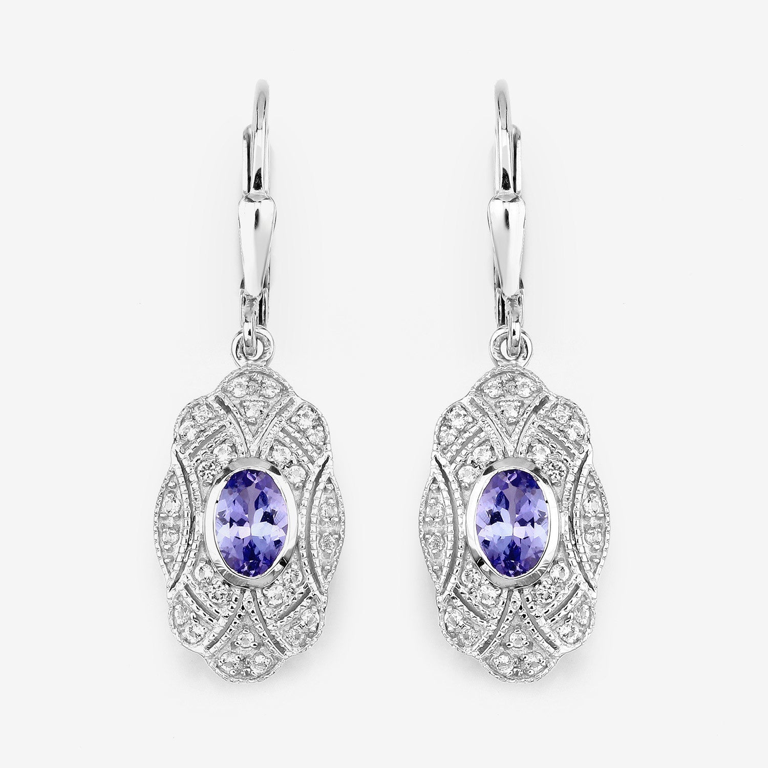 1.12 Carat Genuine Tanzanite and White Topaz .925 Sterling Silver Earrings  DestGlow