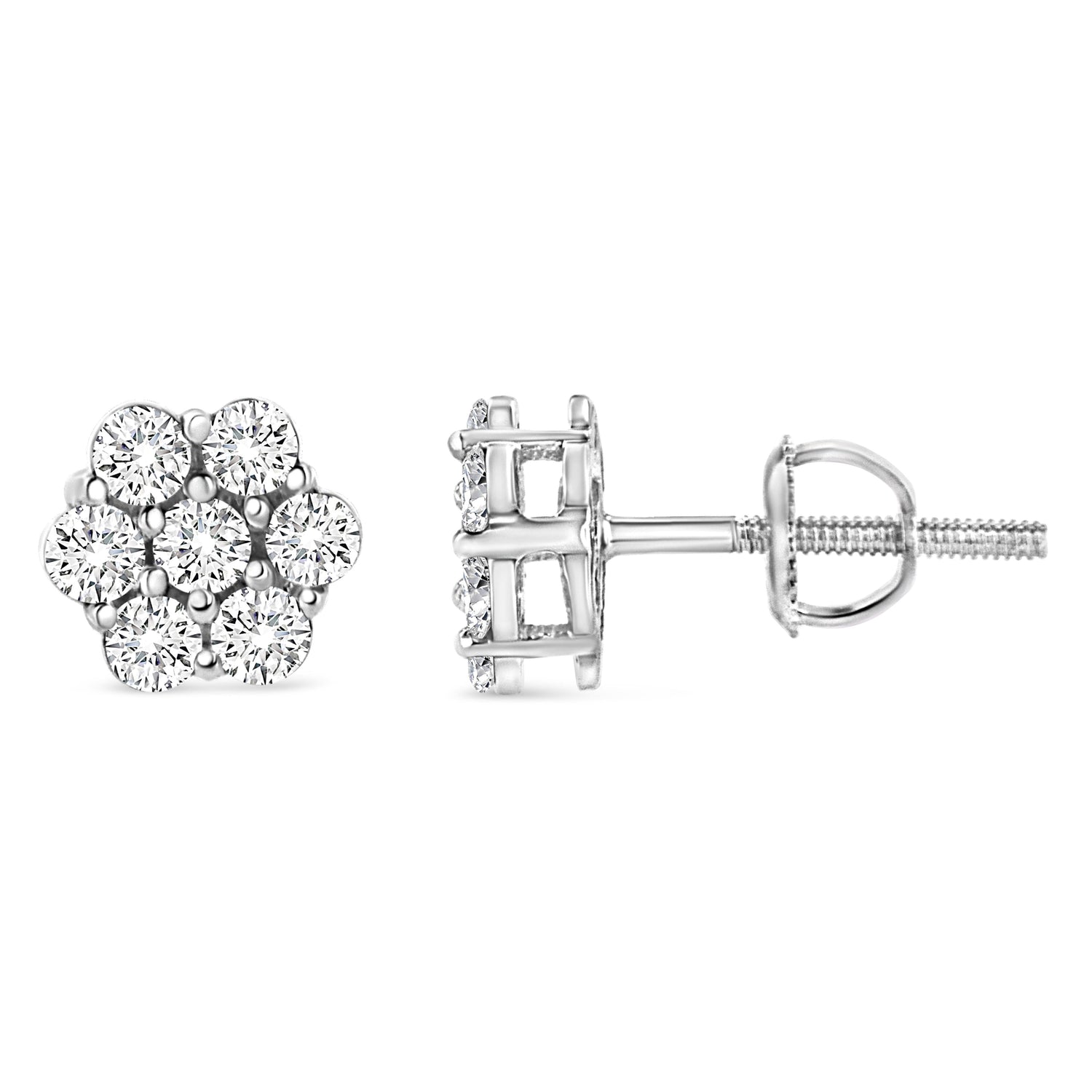 14K White Gold 1/2 cttw Round-Cut Diamond Floral Stud Earrings (I-J Color, SI2-I1 Clarity) by Bids.com