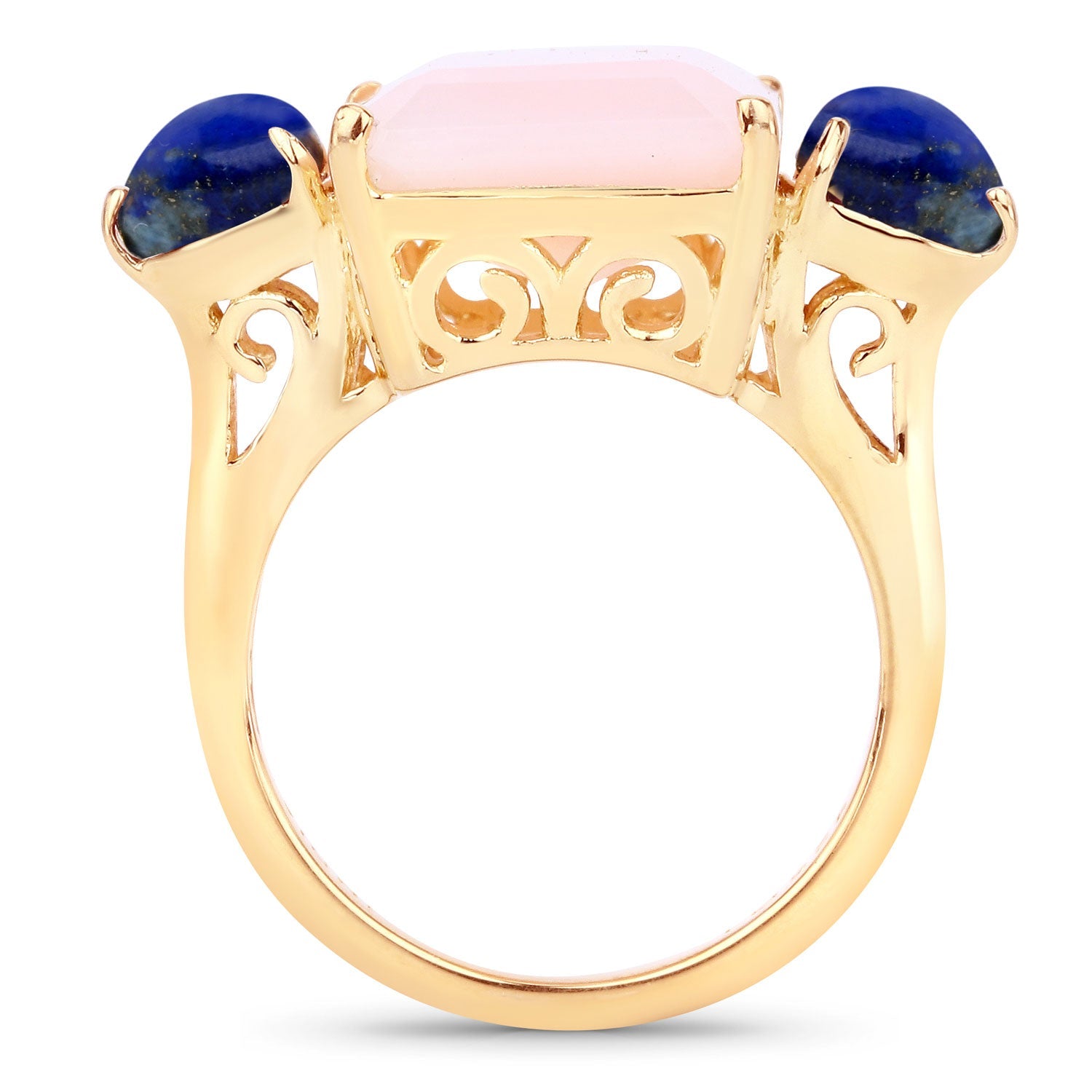 12.18 Carat Genuine Pink Opal and Lapis .925 Sterling Silver Ring by Bids.com